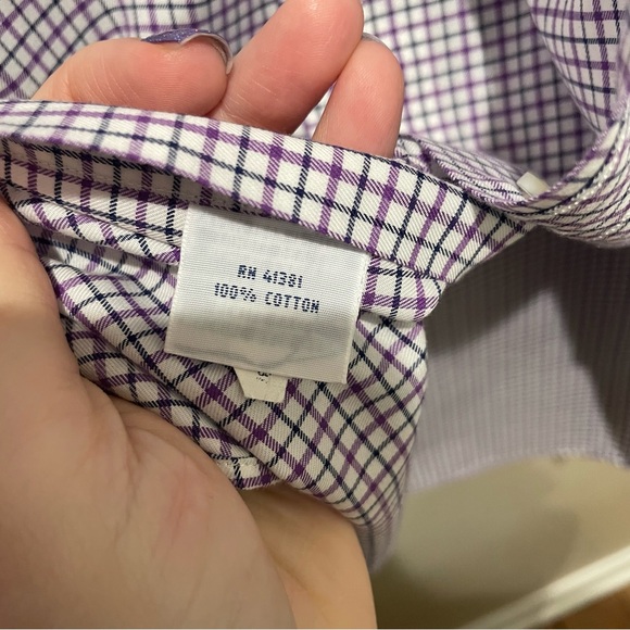 Polo Ralph Lauren Checkered Button Down Shirt Purple and White Mens Size Medium - Picture 8 of 8